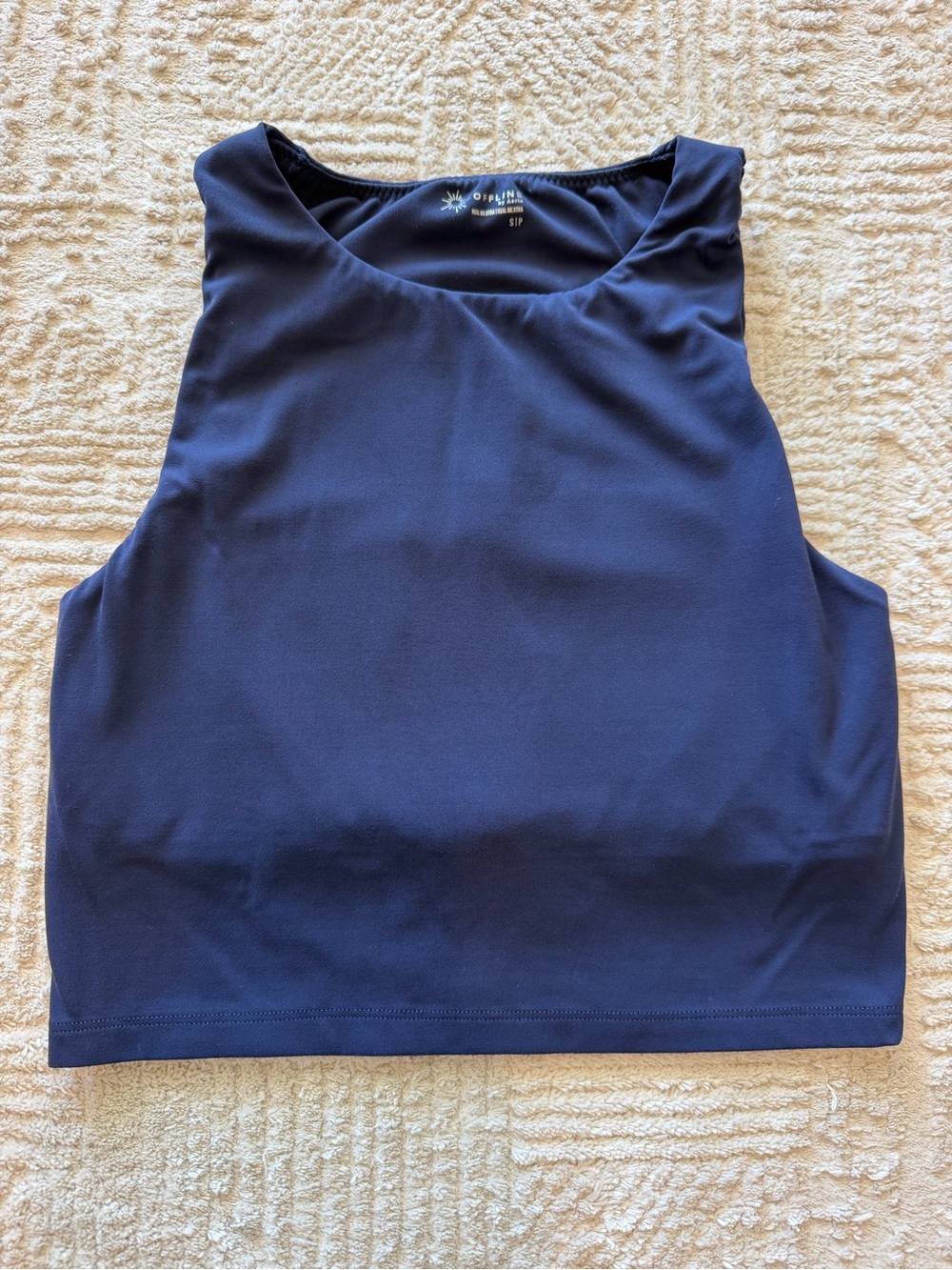 OFFLINE by Aerie Real Me Xtra Navy Blue Cropped Tank Top Built-In Bra S/P